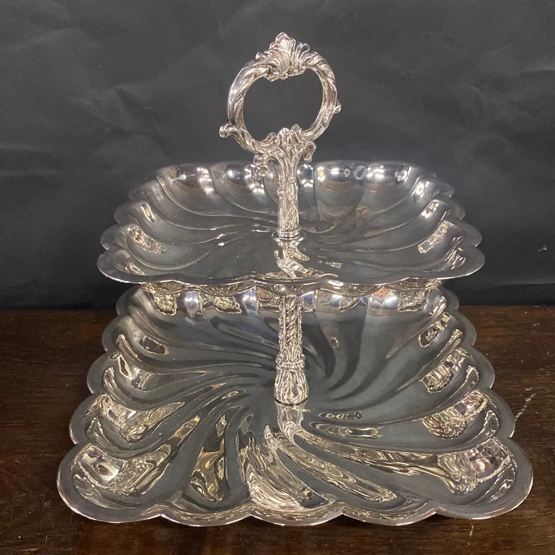 Silverplate  2 Tier Square Tray 1