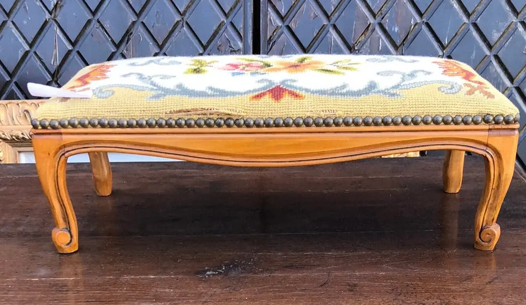 Long Needlepoint Footstool 1