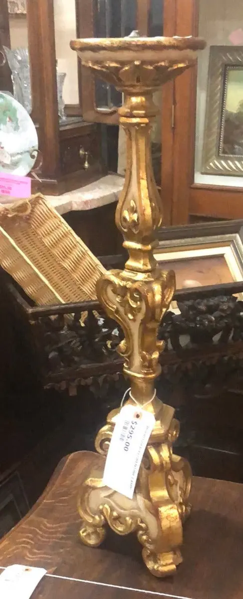 Wood Gold Florentine Lamp 1