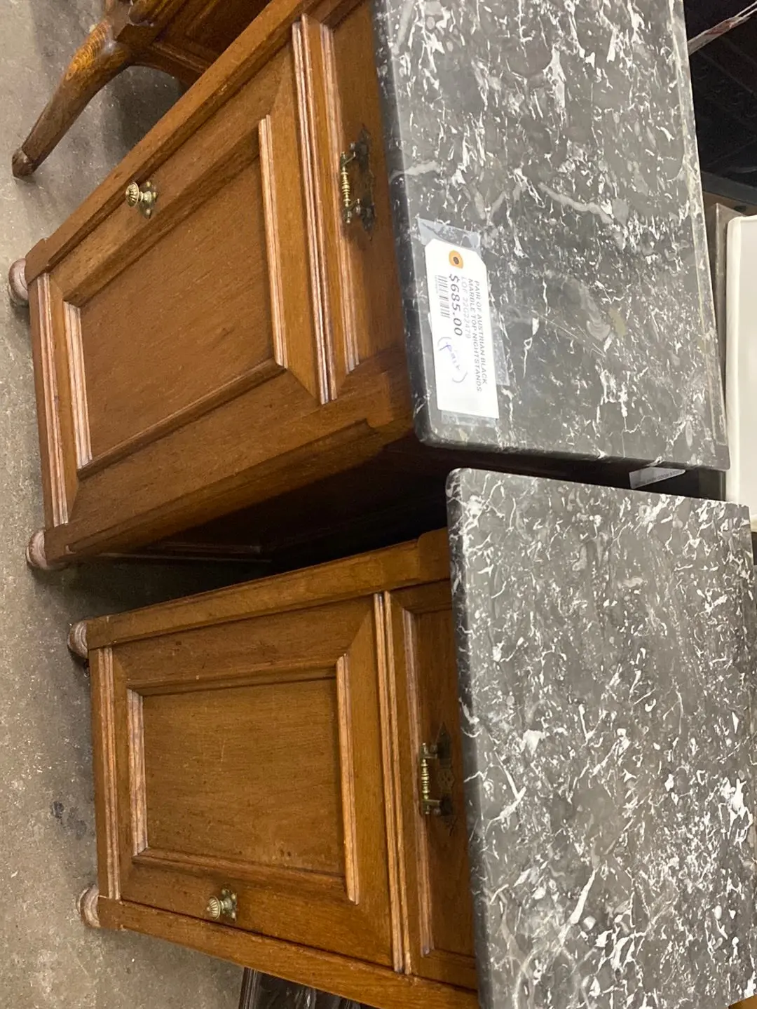Pair Of Austrian Black Marble Top Nightstands 1