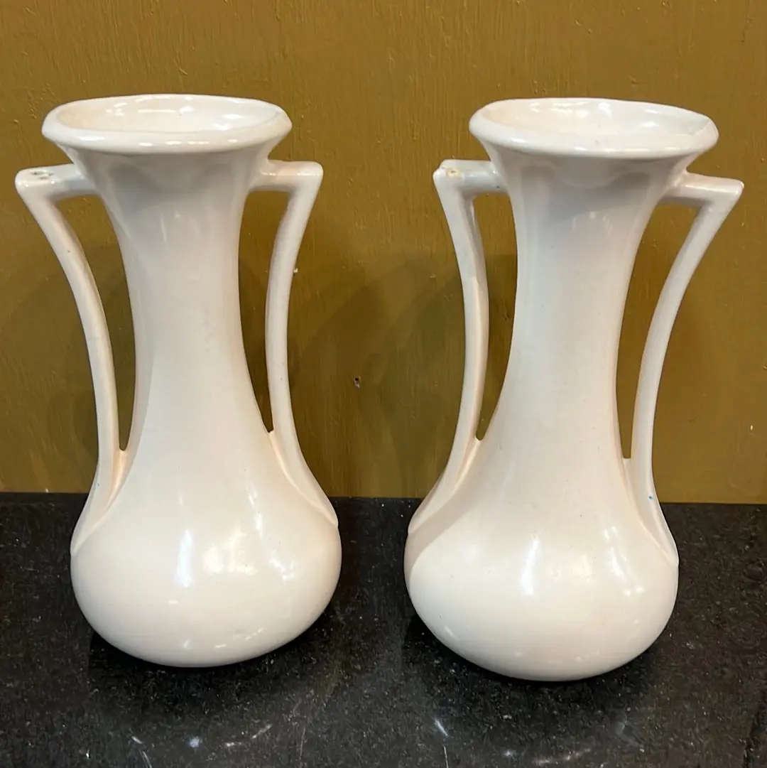 Pair Of Ecru Pottery Vases 1