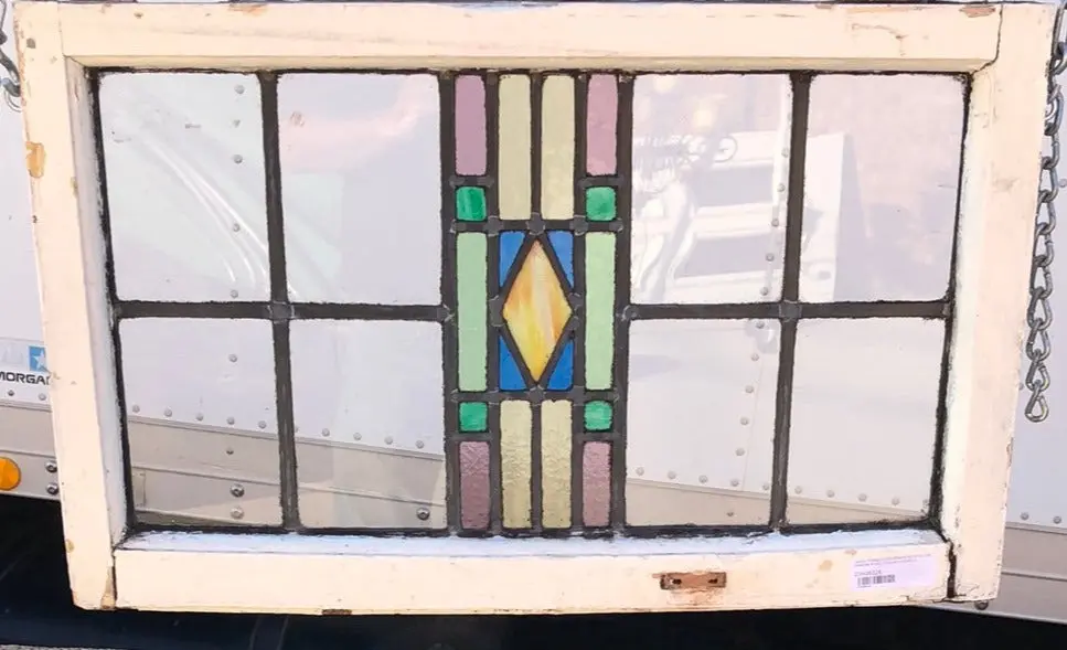 Small Stained Glass Window With Yellow Diamond In Multi Colors - 9 Panes 1