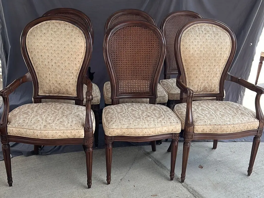 Set Of 6 Henredon Dining Chairs (Two W/Arms) Louis Xv 1
