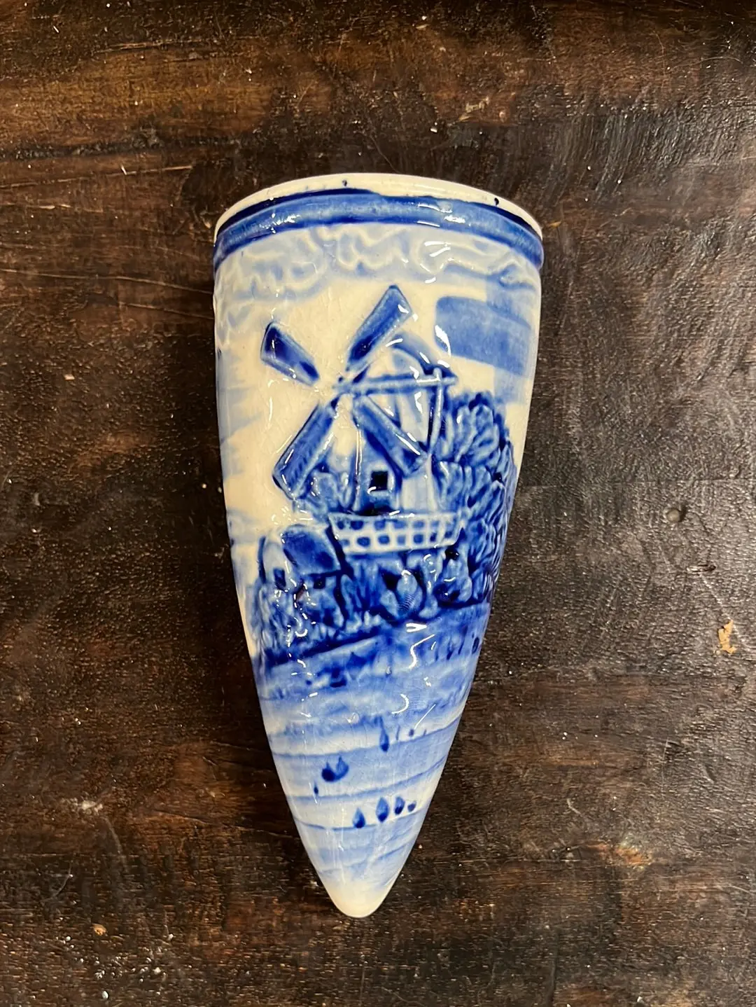 Blue And White Porcelain Wall Pocket With Windmill 1