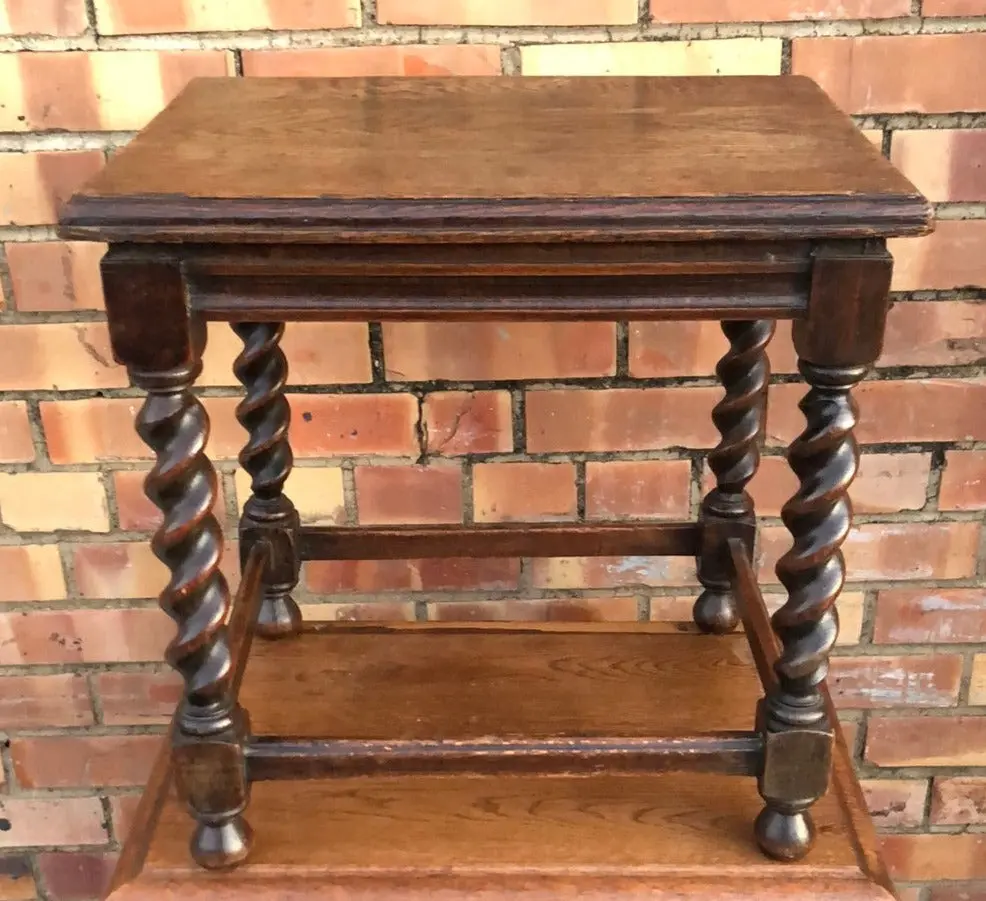 Small Oak Barley Twist Taboret 1