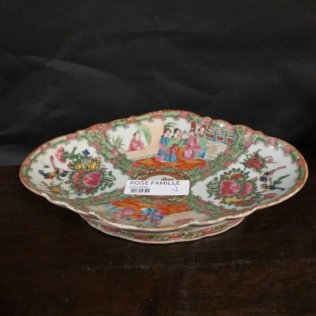 Rose Famille Shaped Dish On Pedestal Foot Added To Sold Lot 1
