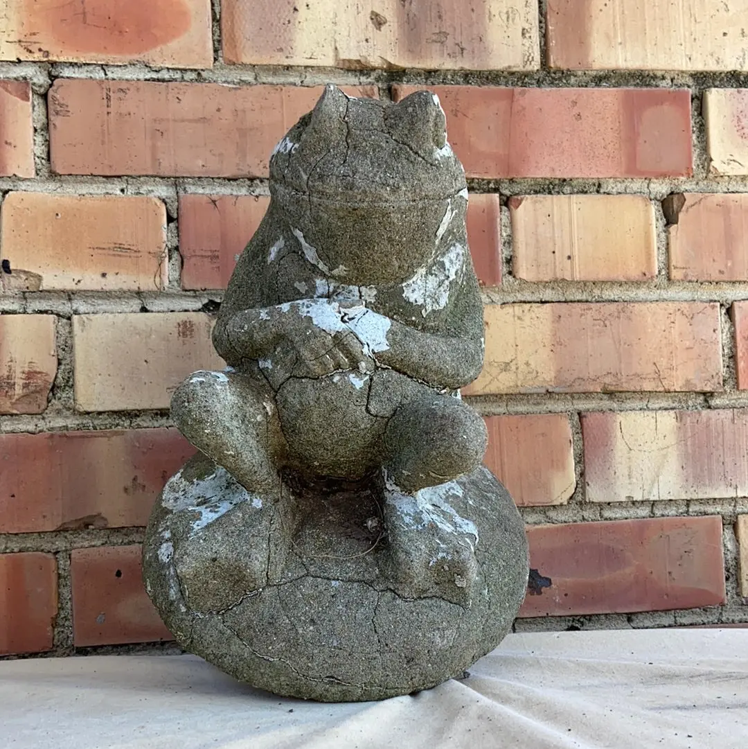Concrete Frog Garden Statue With Metal Spikes 1
