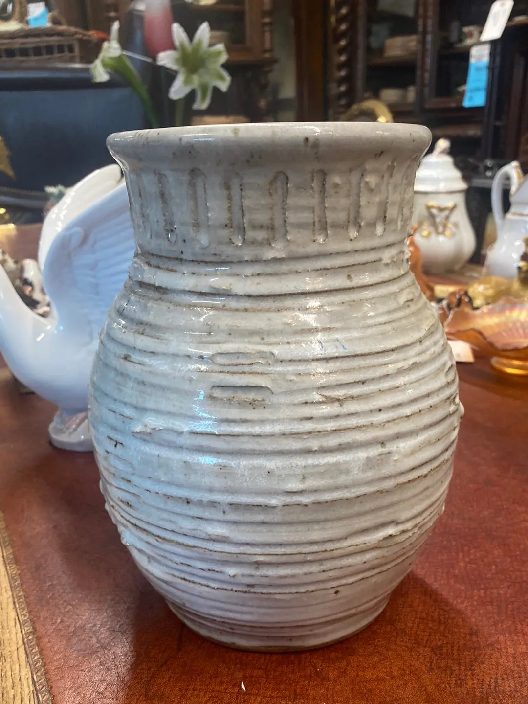 White Hand Thrown 1984 Vase 1