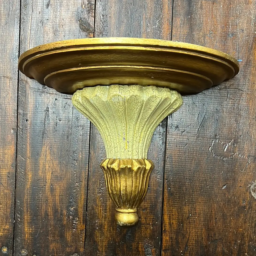 Crackled Paint Gold Demi Lune Shelf 1