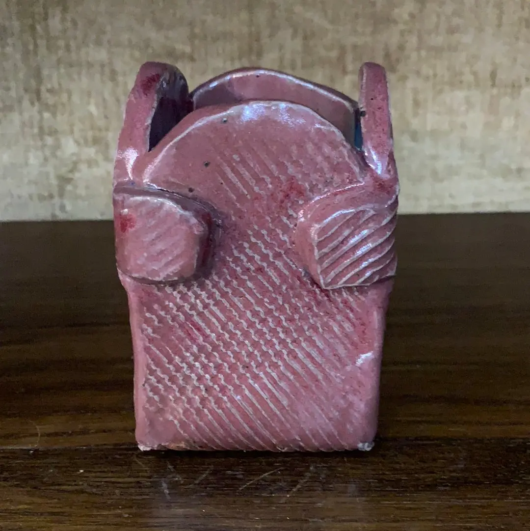 Pink Textured Studio Pottery Rectangular Vase 1