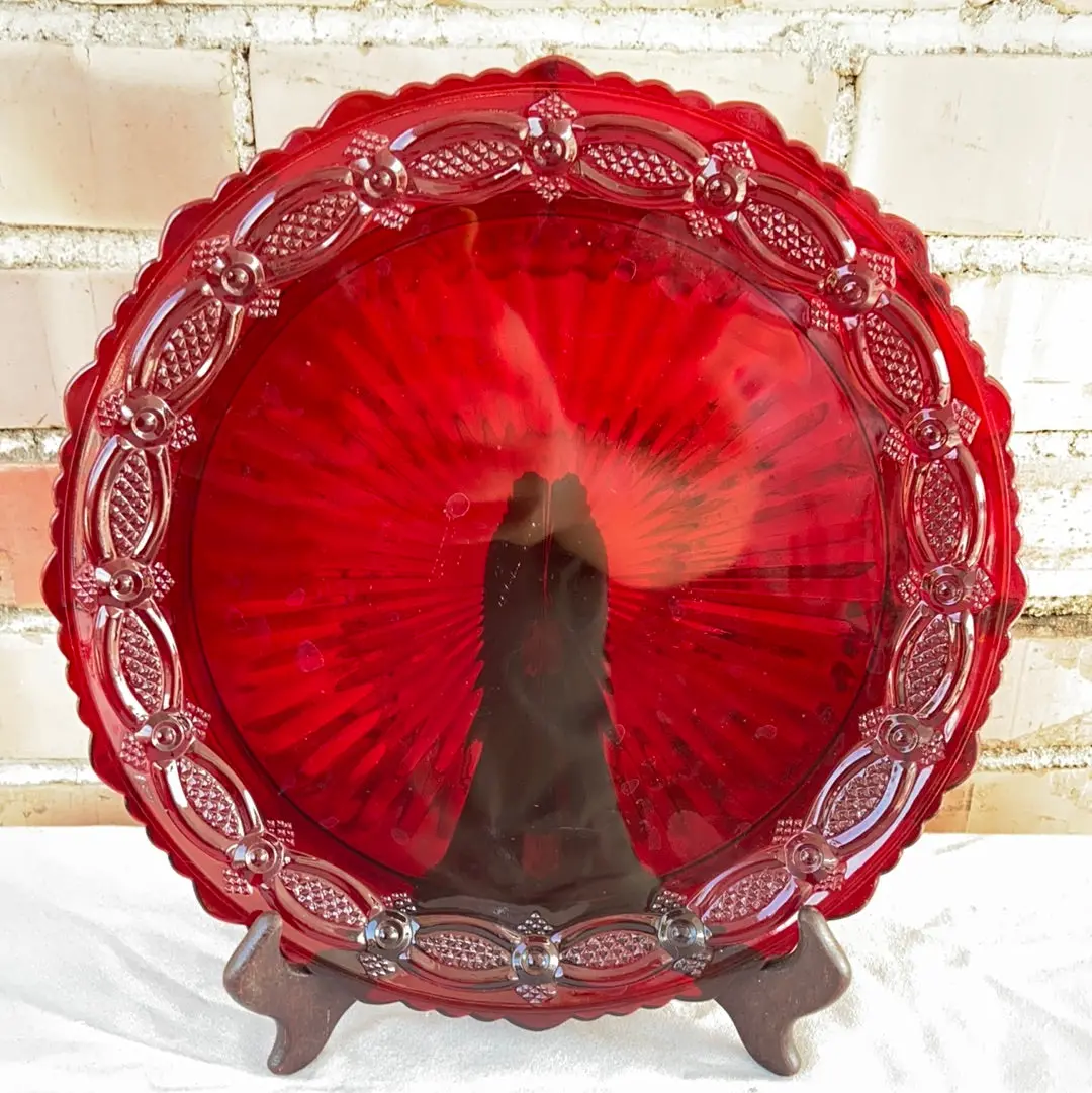 Round Ruby Glass Platter 1