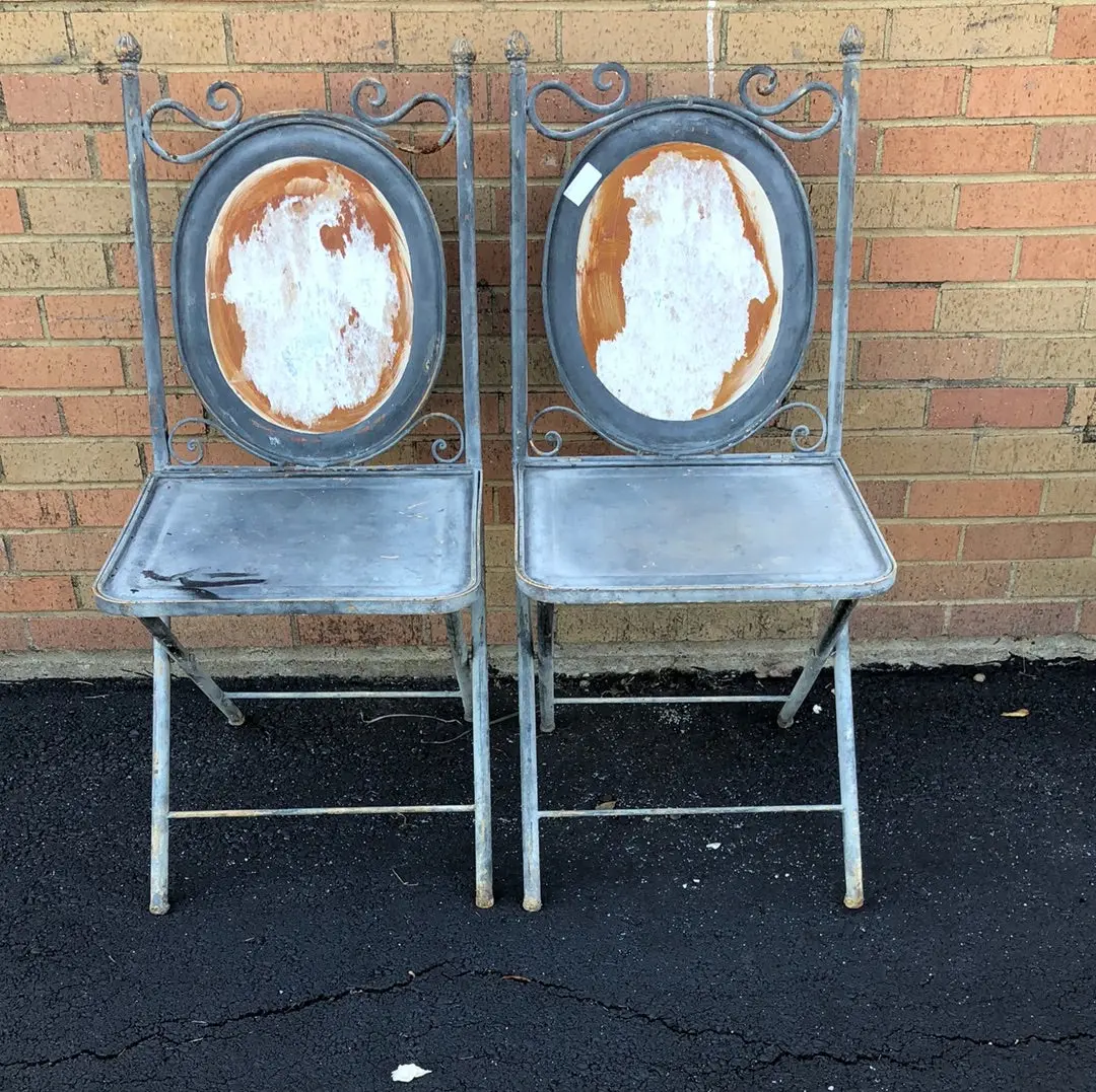 Pair Of Zinc Folding Chairs 1