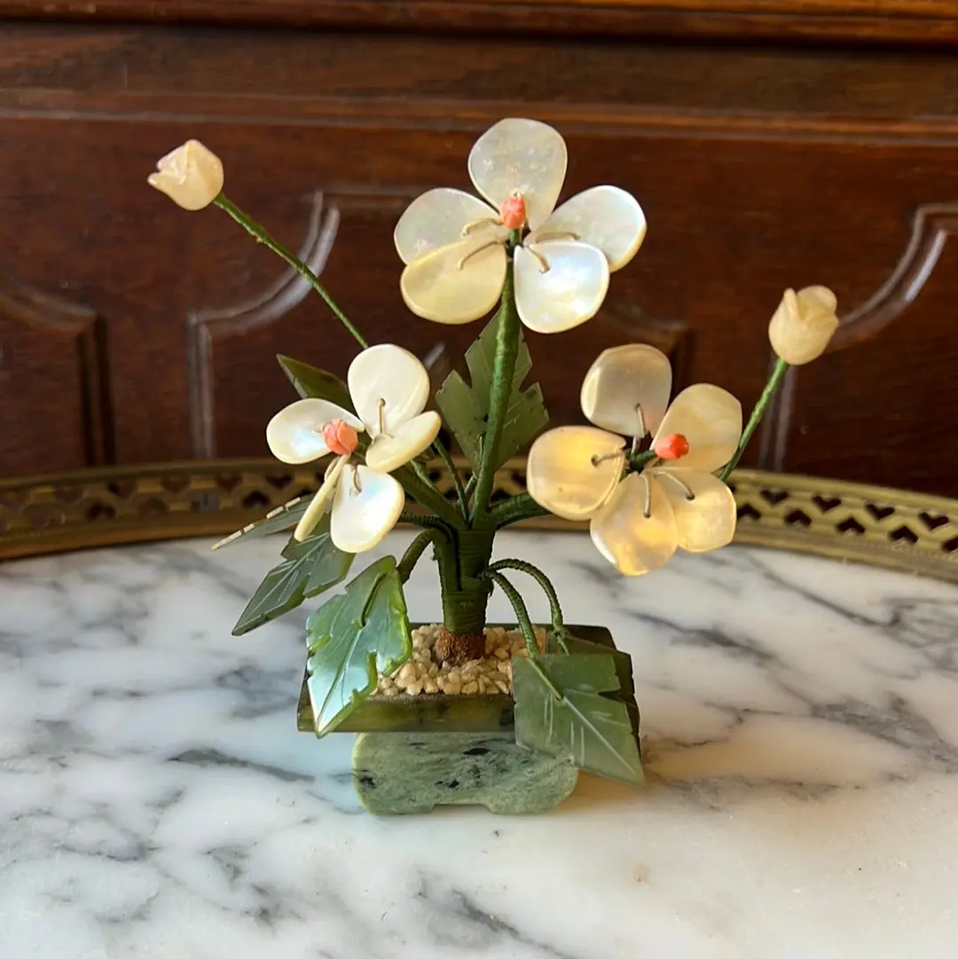 Mini Jade And Shell Floral Bonsai 1