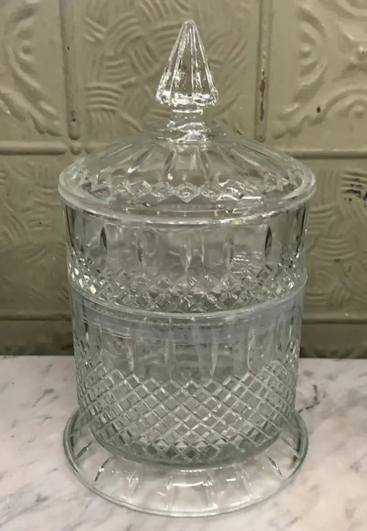 Multi Compartment Pressed Glass Lidded Dish - As Is 1