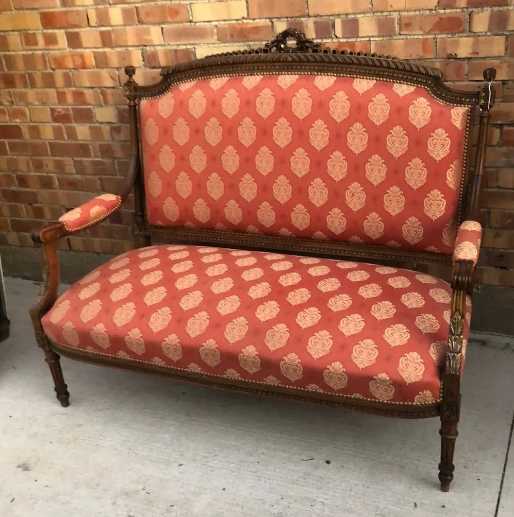 As Found Leg Repaired Louis Xvi Ribbon Carved Settee Sold As Is To Customer 1