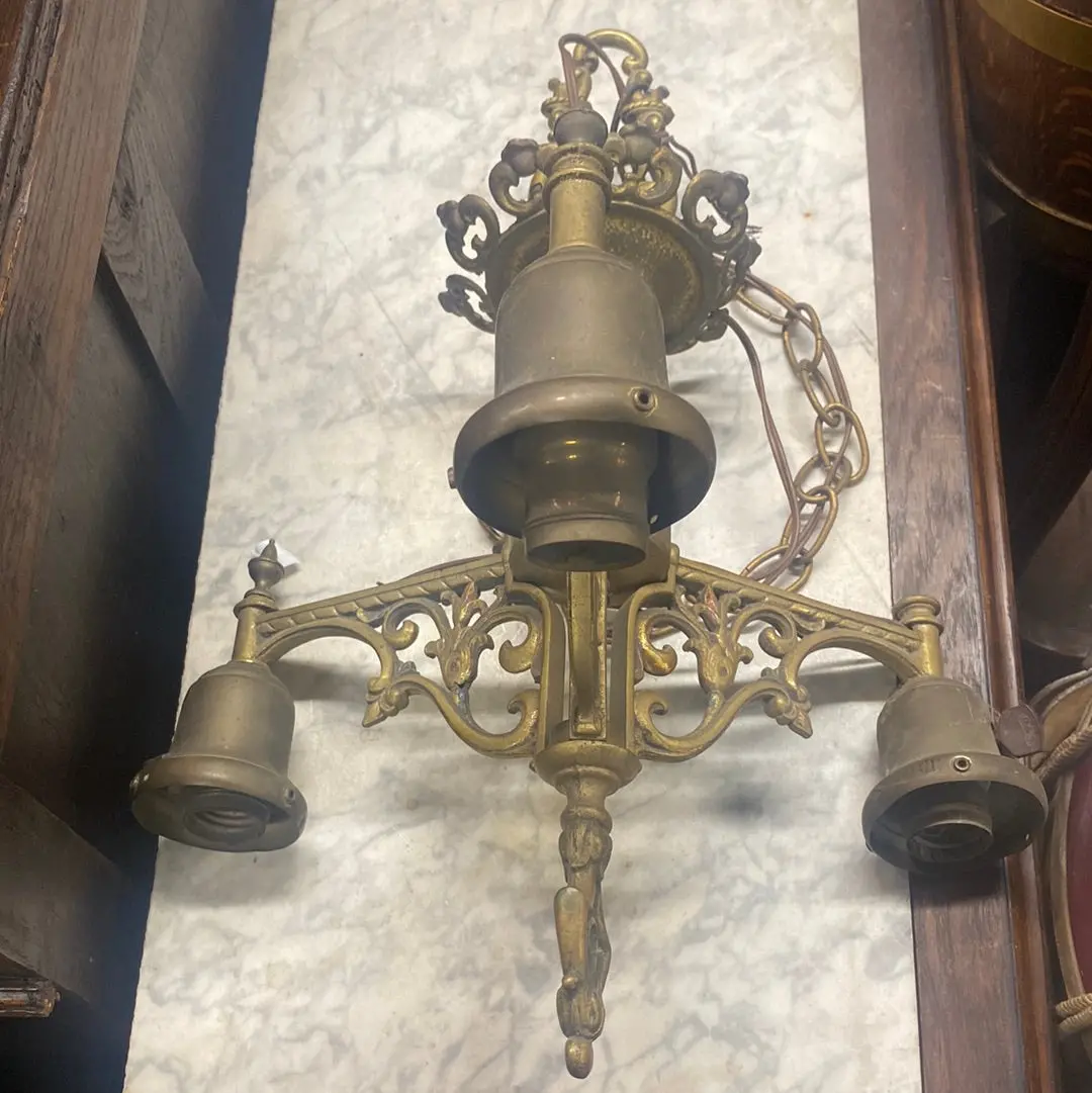 3 Arm 1920'S Brass Chandelier 1