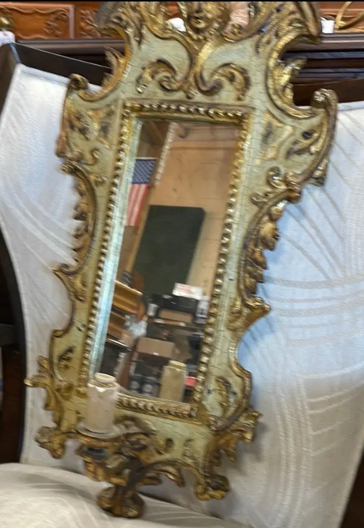 Florentine Wall Mirror With Sconce 1