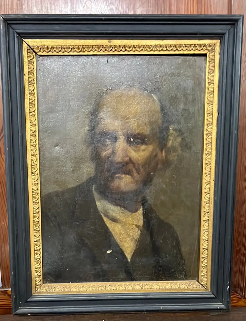 19Th C. Oil Painting Of Curmudgeonly Man 1