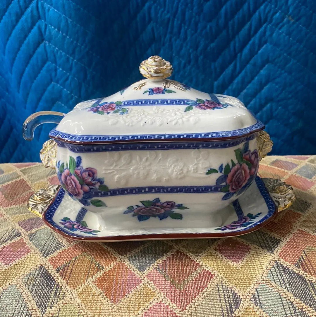 As Is Small Copeland Spode Sauce Tureen With Ladle And Underplate 1