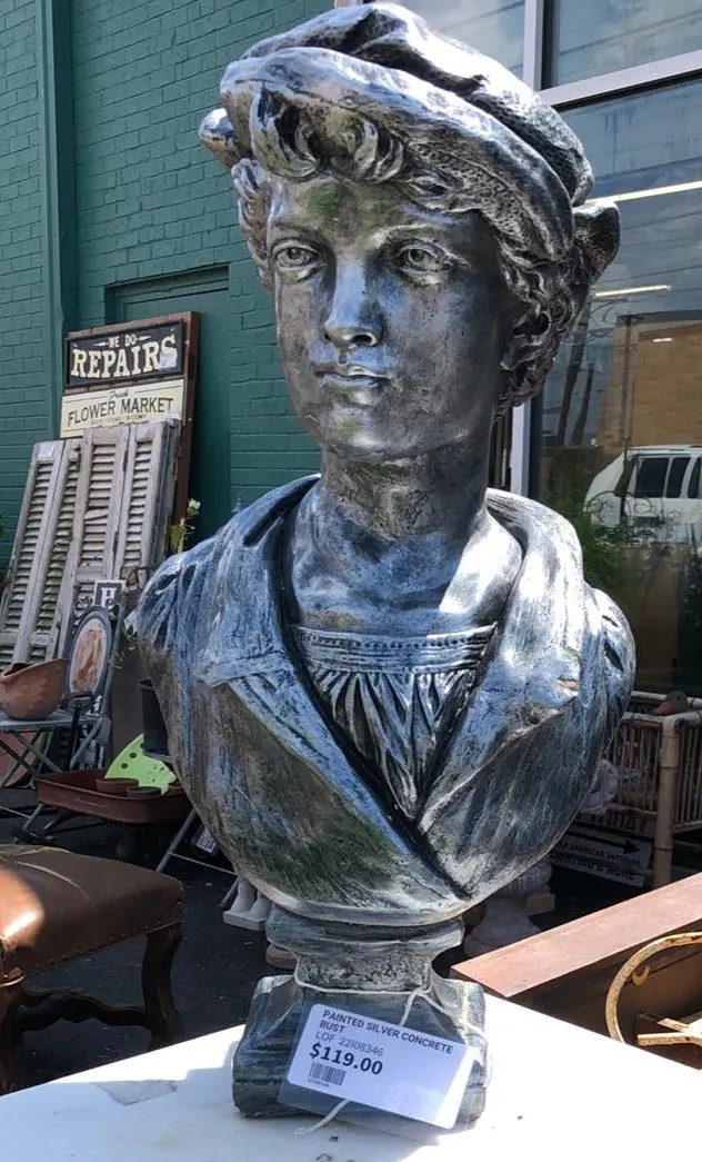 Silver Concrete Bust As Found 1