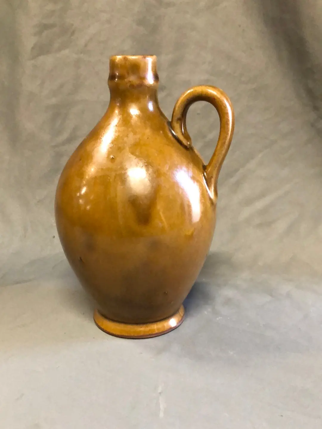 Hand Thrown Small Brown Pottery Crock Jug 1
