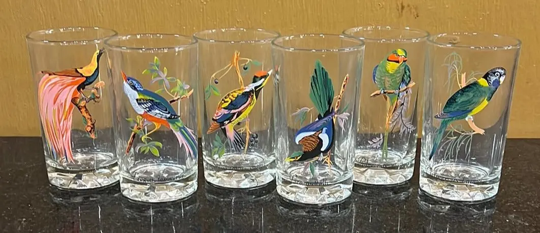 Set Of 6 Small Bird Themed Glassees 1