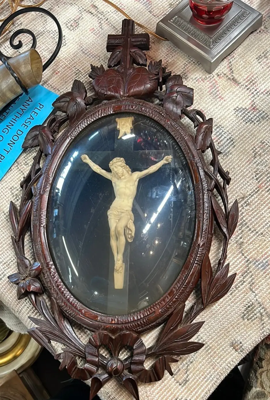 Convex Glass Black Forest Crucifix 1