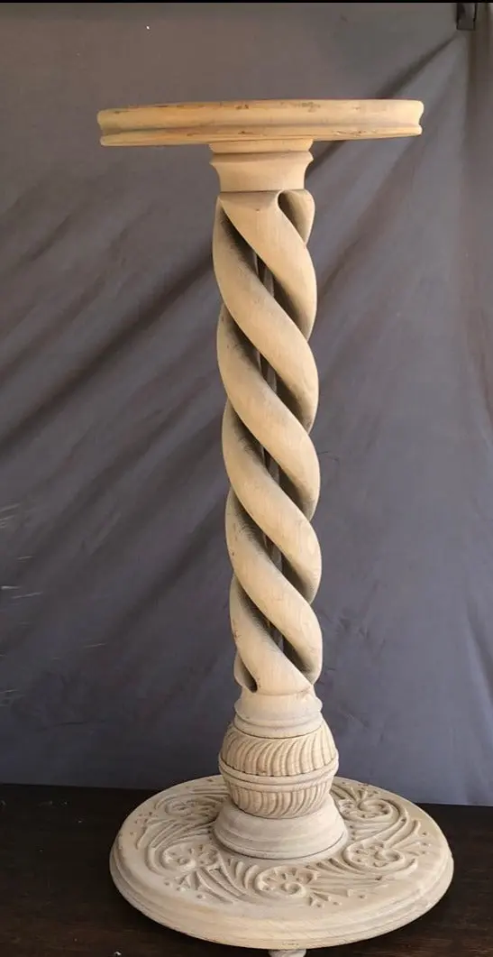 Raw Oak Barley Twist Pedestal 1