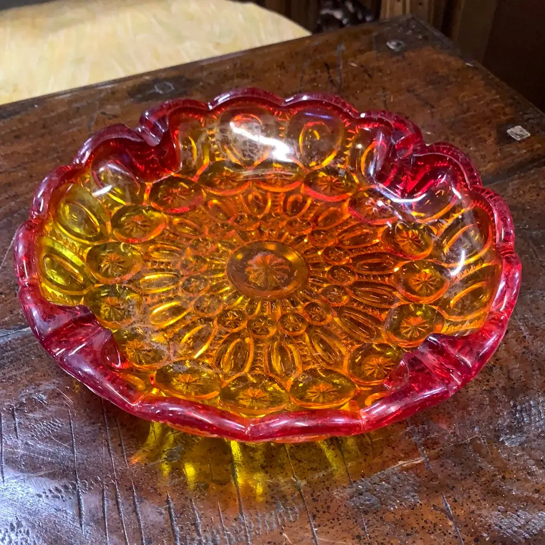 Amberina Moons And Stars Ash Tray 1