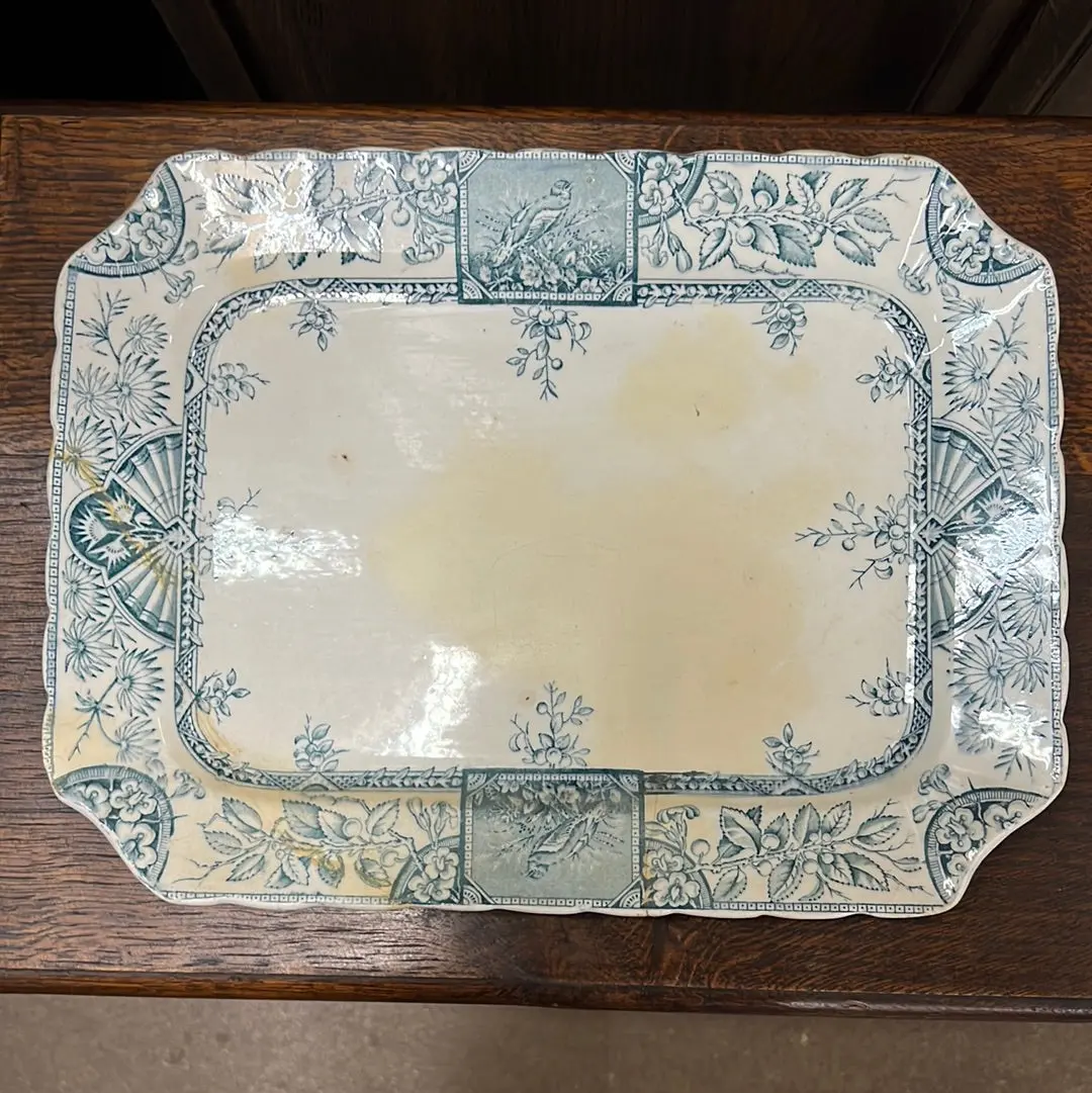 Large Teal As Is Ironstone Platter 1