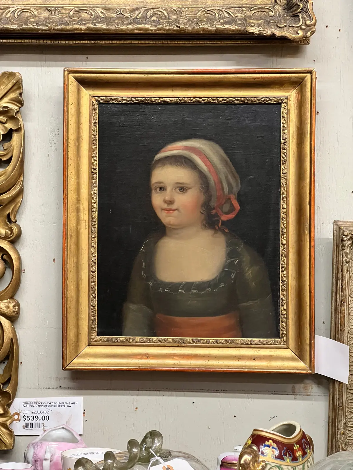 19Th Century Little Girl Oil Painting On Canvas 1