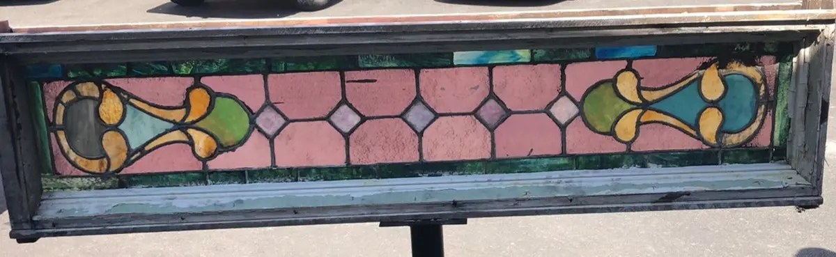 Large Antique Stained Glass Transom 1