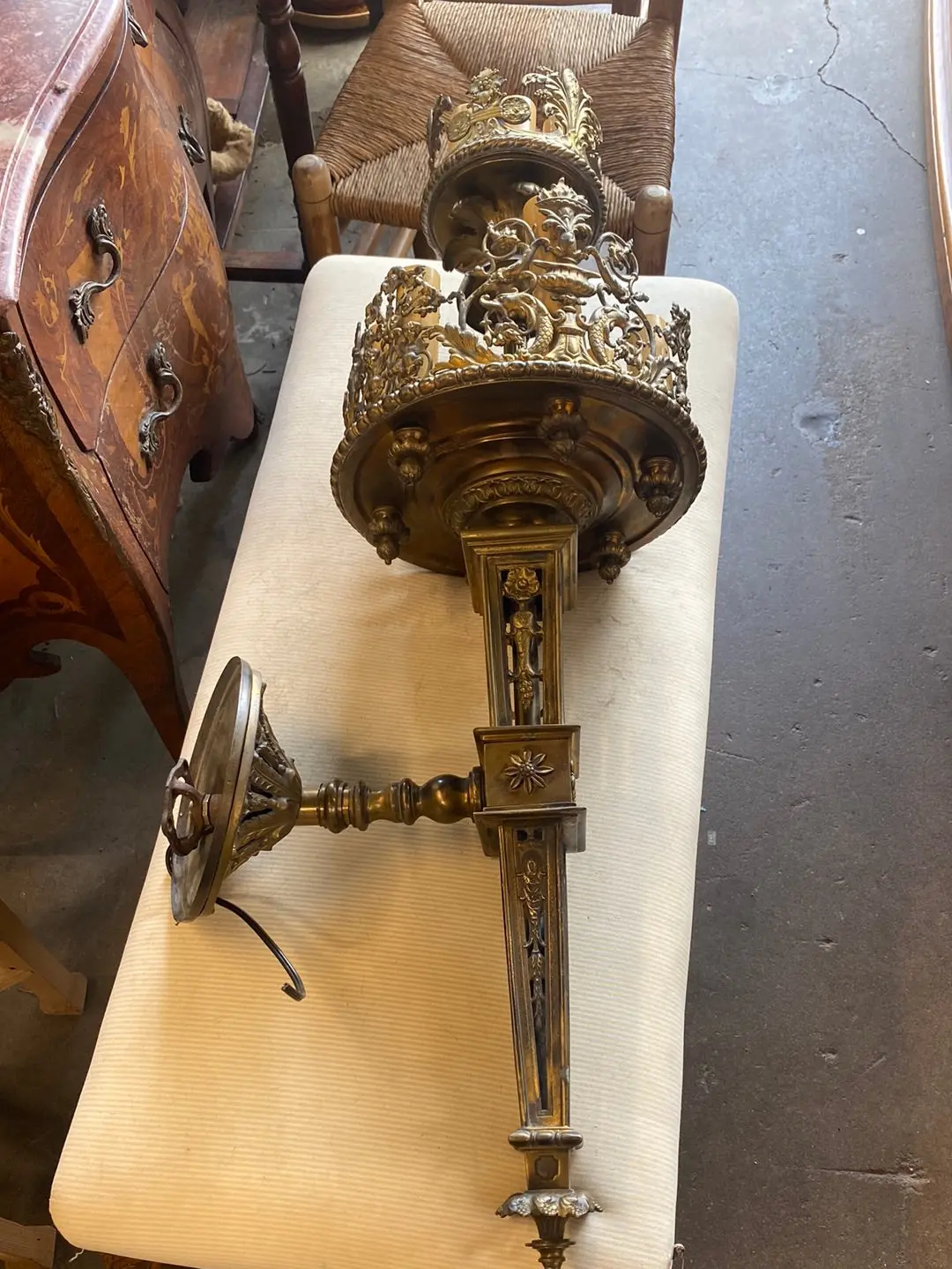 Large Heavy Bronze Open Work Wall Sconce 1