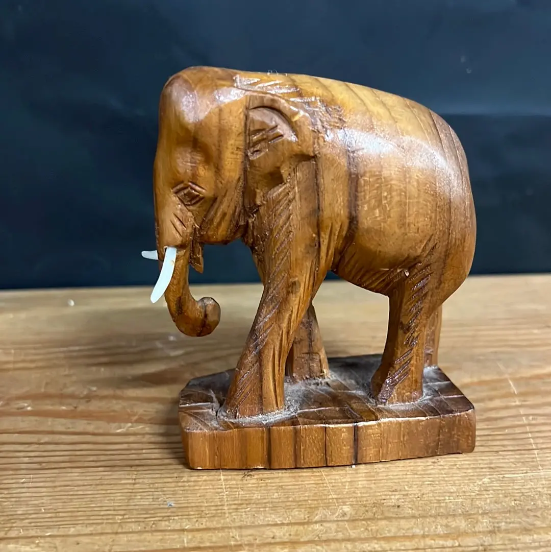 Small Hand Carved Teak Elephant 1