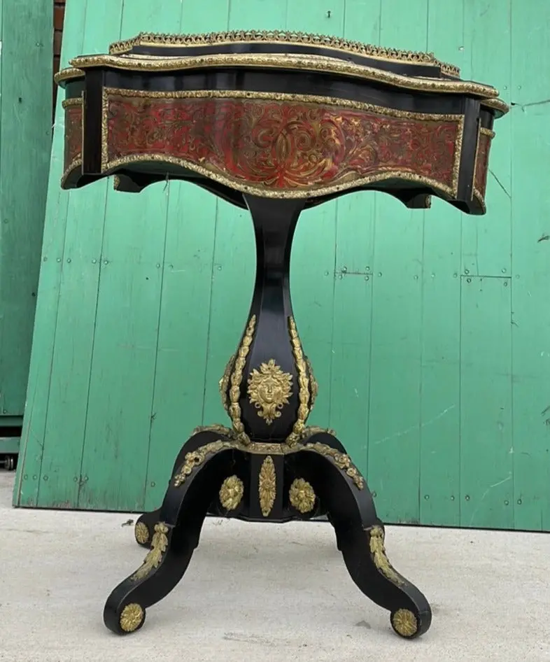 Boulle Work Ebonized Zinc Lined Planter With Original Cover 1