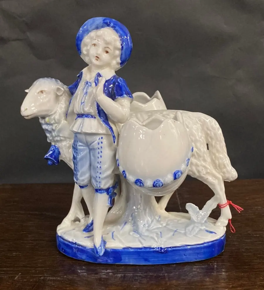Delft Lady And Sheep/Lamb Figurine 1