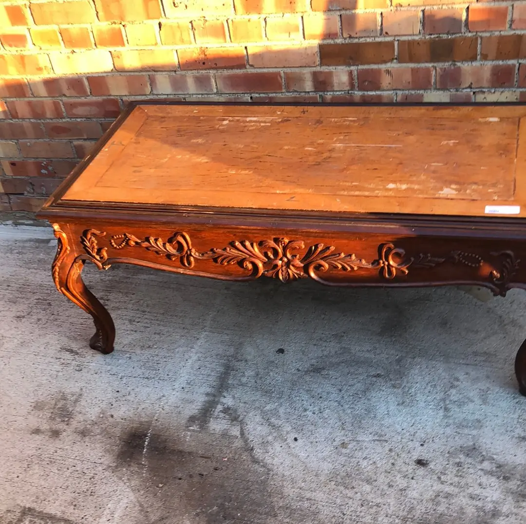 Carved Mahogany Coffee Table Base - As Is 1