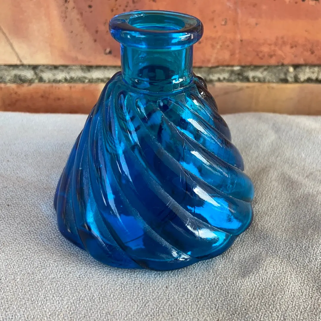 Swirl Blue Glass Ink Bottle 1