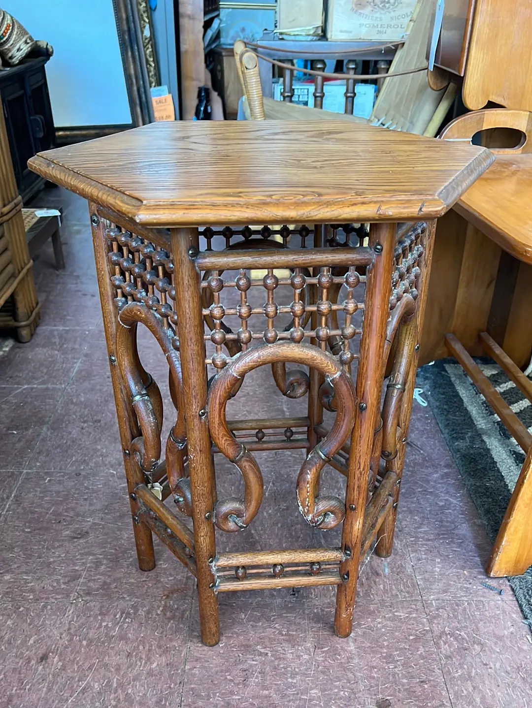 Rattan Hexagonal Side Table Or Plant Stand 1