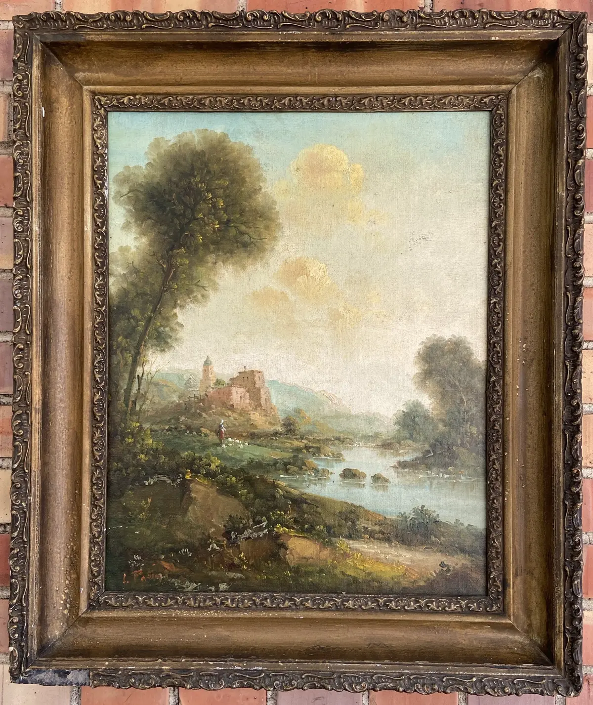 Vertical Landscape Oil Painting With Sheep And Castle 1
