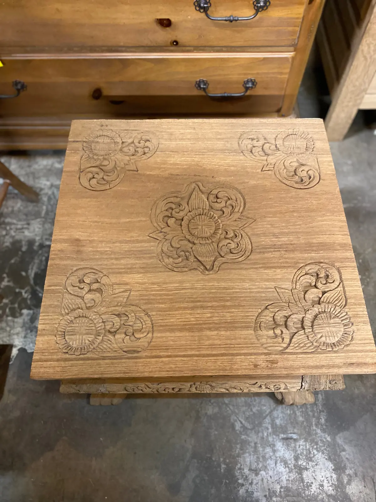 Raw Asian Carved Top Stand 1