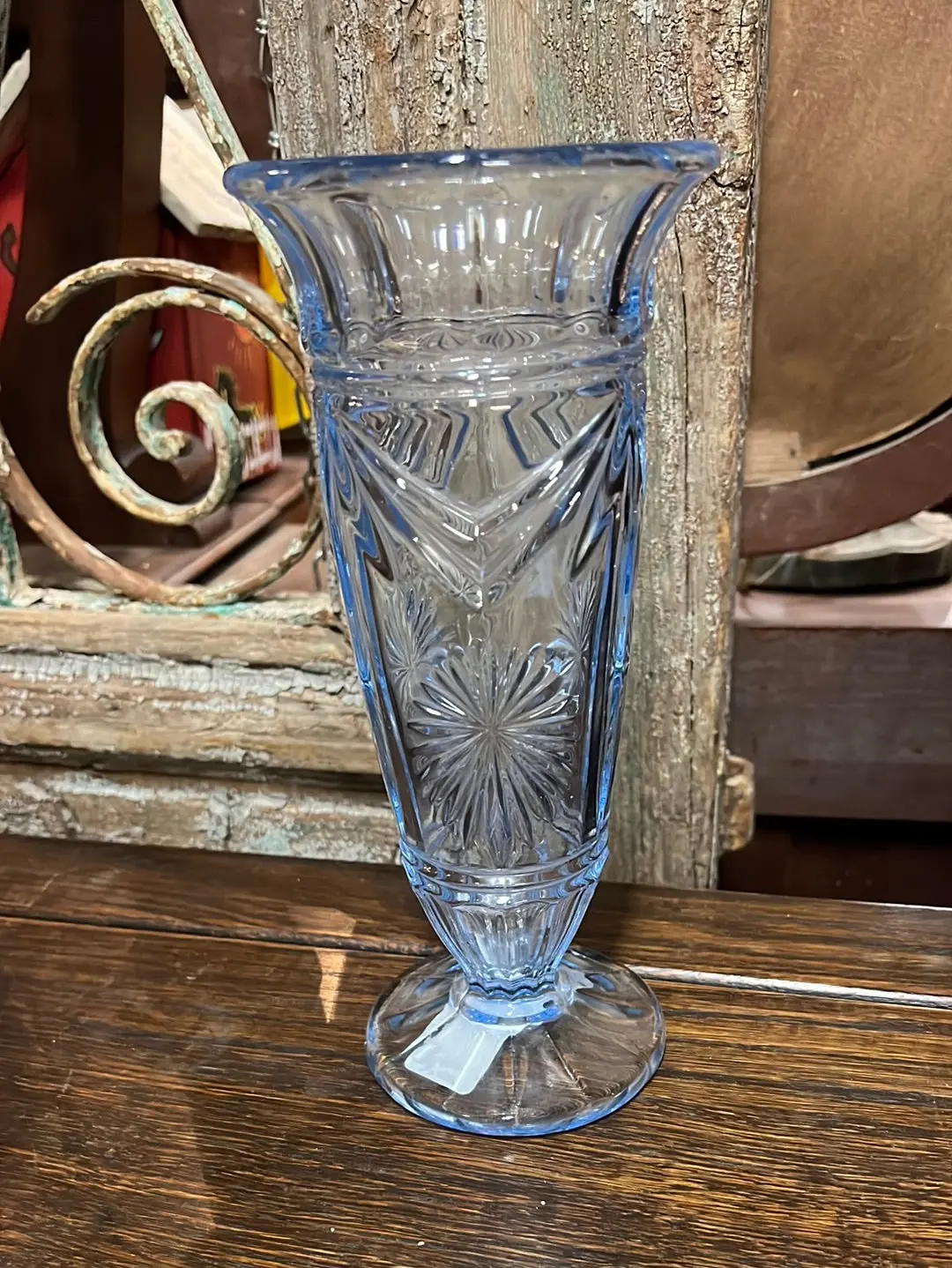 Lavendar Pressed Glass Deco Vase 1