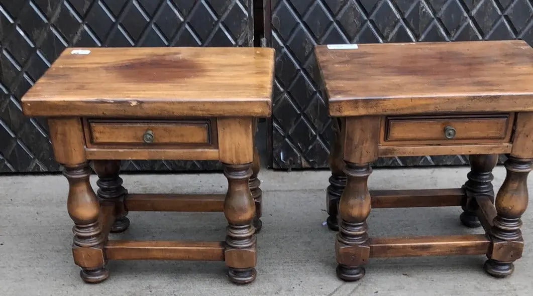 Pair Of Low Alder Side Tables With Drawers 1