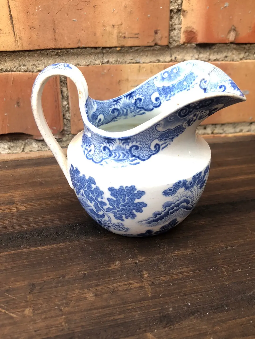 Small Blue Willow Creamer As Found 1