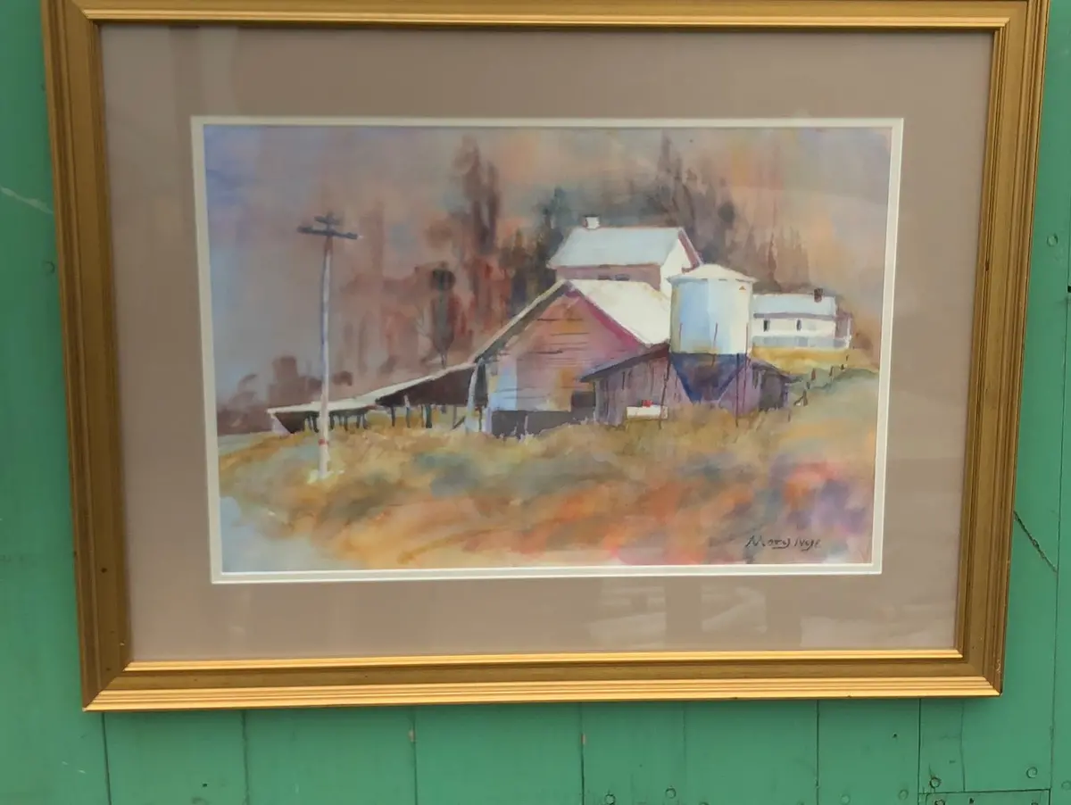 Water Color Painting Of A Barn By Mary Beasley Nye 1