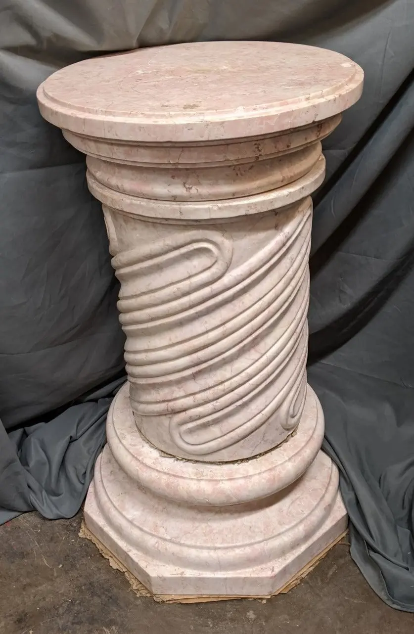Massive Pink And Cream Marble Pedestal 1