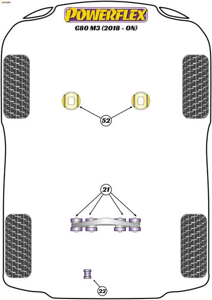 Powerflex Track Rear Diff Front Mounting Bush - G8x M2/M3/M4 (2020 On) - Pfr5-4024Blk 1