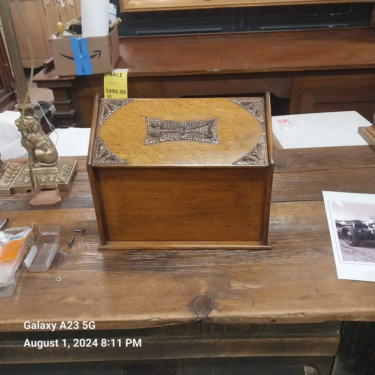 Oak Arts And Crafts Letter File With Lid 1
