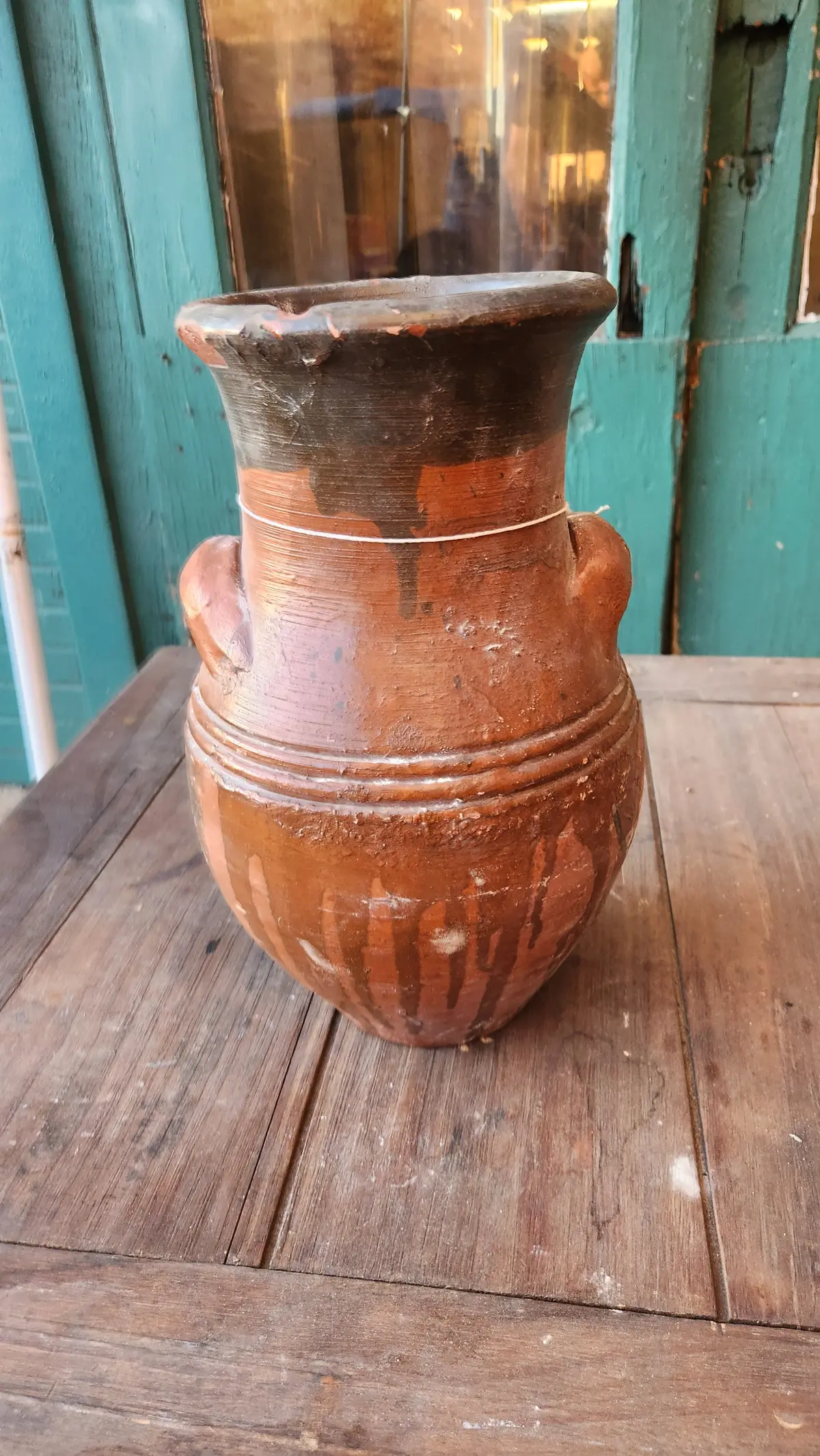 Glazed Terra Cotta Vase With Handles 1