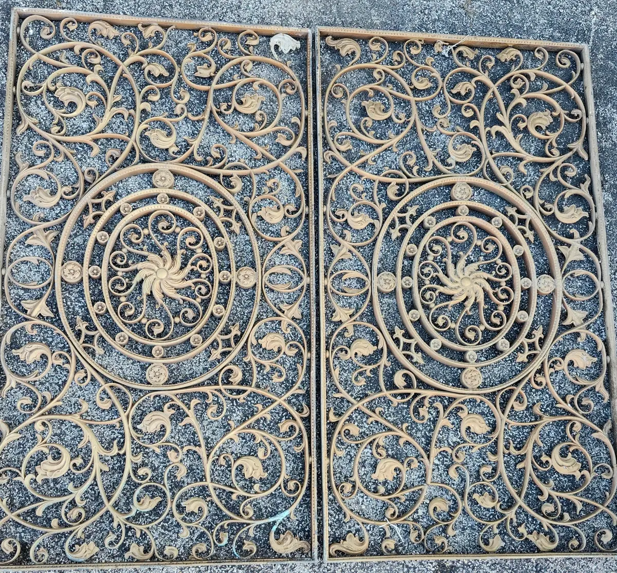 Pair Gold Cast Iron Fancy Panels 1
